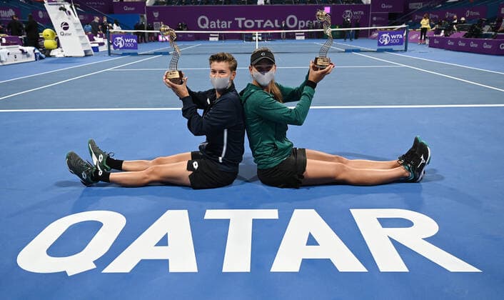 Tennis, WTA-Turnier in Doha Qatar Total Open 2021 Nicole Melichar , USA and Demi Schuurs , NED