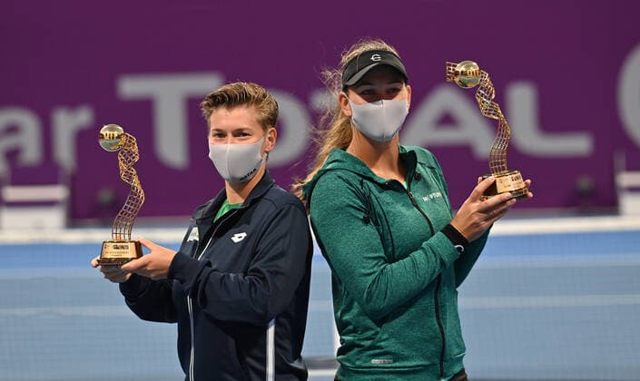 Tennis, WTA-Turnier in Doha Qatar Total Open 2021 Nicole Melichar , USA and Demi Schuurs , NED