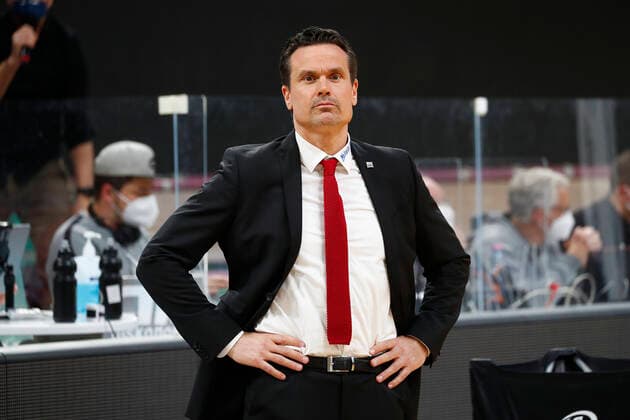 22. Spieltag der easyCredit BBL Basketball Bundesliga am 05.Maerz 2021in der Oberfrankenhalle in Bayreuth Bayern Deutschland Saison 2020-2021 Medi Bayreuth gegen HAKRO Merlins Crailsheim Raoul Korner (Medi Bayreuth) Trainer