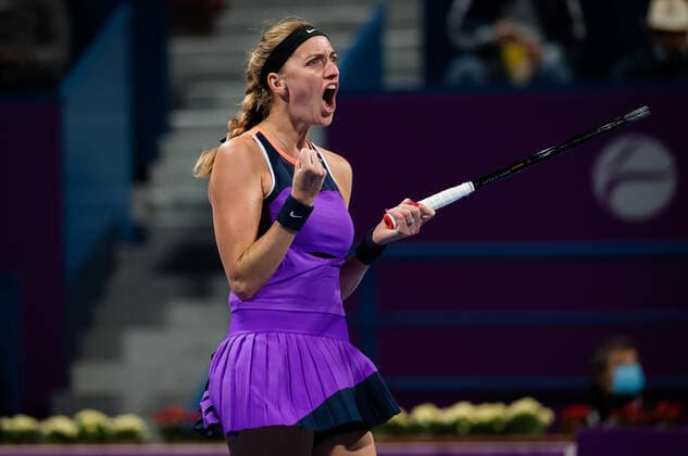 March 5, 2021, Doha, Qatar: PETRA KVITOVA of the Czech Republic in action during the semi-final of the 2021 Qatar Total Open WTA, Tennis Damen 500 tournament against J. Pegula of the United States. Kvitova wins 6-4,6-4. DOHA QATAR - ZUMAa181 20210305_zaa_a181_102 Copyright: xRobxPrangex