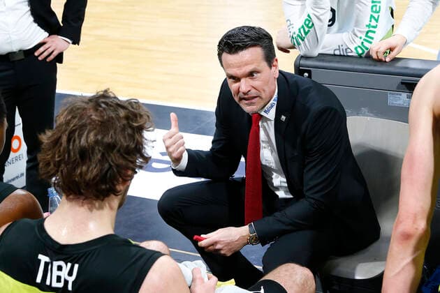 22. Spieltag der easyCredit BBL Basketball Bundesliga am 05.Maerz 2021in der Oberfrankenhalle in Bayreuth Bayern Deutschland Saison 2020-2021 Medi Bayreuth gegen HAKRO Merlins Crailsheim Raoul Korner (Medi Bayreuth) Trainer