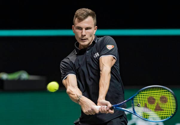 Sport Bilder des Tages Rotterdam, The Netherlands, 5 march 2021, ABNAMRO World Tennis Tournament, Ahoy, Quarter final: Marton Fucsovics (HUN) Photo: .tennisimages.com henkkoster  Copyright: xHenkxKosterx