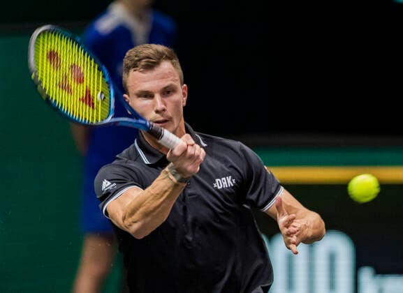 Rotterdam, The Netherlands, 5 march 2021, ABNAMRO World Tennis Tournament, Ahoy, Quarter final: Marton Fucsovics (HUN) Photo: .tennisimages.com henkkoster  Copyright: xHenkxKosterx