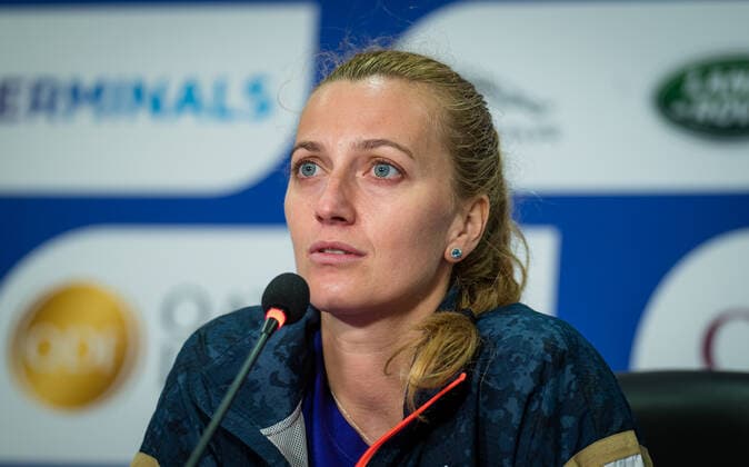 March 5, 2021, DOHA, QATAR: Petra Kvitova of the Czech Republic talks to the media after reaching the final of the 2021 Qatar Total Open WTA, Tennis Damen 500 tournament DOHA QATAR - ZUMAa181 20210305_zaa_a181_271 Copyright: xRobxPrangex