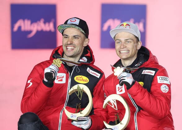 Nordische Kombination Männer Team Sprint Nordic Combined Team Sprint LH 2x7,5 km Lukas Greiderer und Johannes Lamparter, die neuen Weltmeister Oberstdorf Langlaufstadion