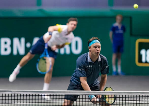 Rotterdam, The Netherlands, 6 march 2021, ABNAMRO World Tennis Tournament, Ahoy, Semi final doubles: Henri Kontinen (FIN) Eduoard Roger-Vasselin (FRA). Photo: .tennisimages.com henkkoster  Copyright: xHenkxKosterx