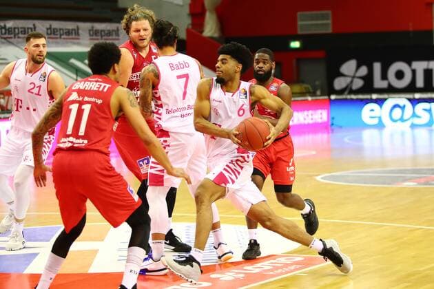 Jalen Hudson (Bonn) am Ball Jobstairs Giessen 46ers vs Telekom Baskets Bonn, Basketball, easyCredit BBL, 06.03.2021 Jobstairs Giessen 46ers vs Telekom Baskets Bonn, Basketball, easyCredit BBL, 06.03.2021 Giessen Copyright: xEibner-Pressefotox EP_RWS