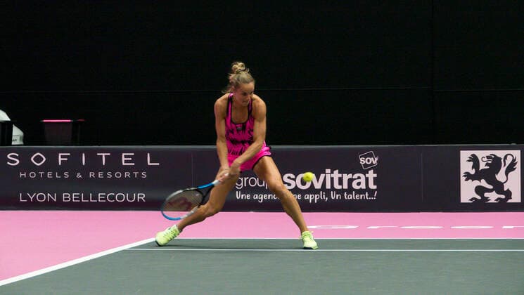 Tennis, WTA-Turnier in Lyon Arantxa RUS (NED) TENNIS : Open 6eme Sens - Palais des sports Lyon - 07 03 2021 SandrineTHESILLAT Panoramic 