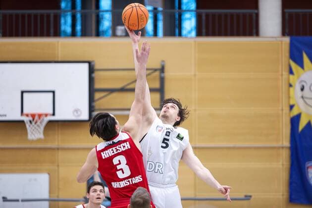 2. Basketball Bundesliga ProB ART Giants Duesseldorf gegen RheinStars Koeln, 07.03.2021 Lennart Boner ( 5 ART Giants Duesseldorf), Yannick Kneesch ( 3 RheinStars Koeln); 2. Basketball Bundesliga ProB ART Giants Duesseldorf gegen RheinStars Koeln am 07.03.2021, Duesseldorf. Copyright: xBEAUTIFULxSPORTS KennyxBeelex