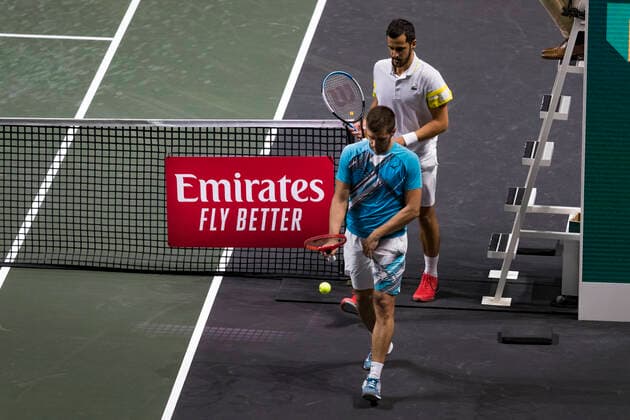 Rotterdam, The Netherlands,7 march 2021, ABNAMRO World Tennis Tournament, Ahoy, Doubles final: Nikola Mektic (CRO) vs. Mate Pavic (CRO). Photo: .tennisimages.com henkkoster  Copyright: xHenkxKosterx