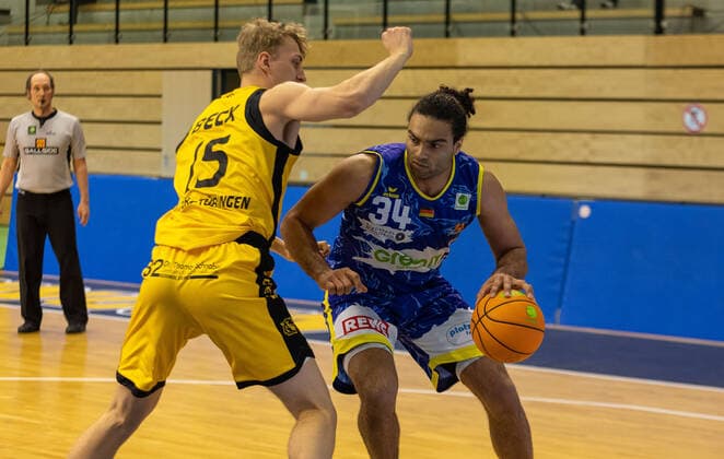 Basketball, 2. BL, Pro A, Tigers Tübingen - Phoenix Hagen Javon Baumann (Phoenix Hagen, 34) ¨¨¨Kirchheim Knights vs. Tigers Tübingen, 2. Basketball, Bundesliga, Pro A, Barmer 2 Basketball, Spieltag 24, Spielzeit 2020 2021, 05.03.2021, ¨¨ Kirchheim Knights - Tigers Tübingen, Basketball, 2. Bundesliga, Barmer 2 Basketball, Spieltag 24, Spielzeit 2020 2021, 27.02.2021 Kirchheim Copyright: xDennisxDuddek xEibnerxPressefotox EP_DDU