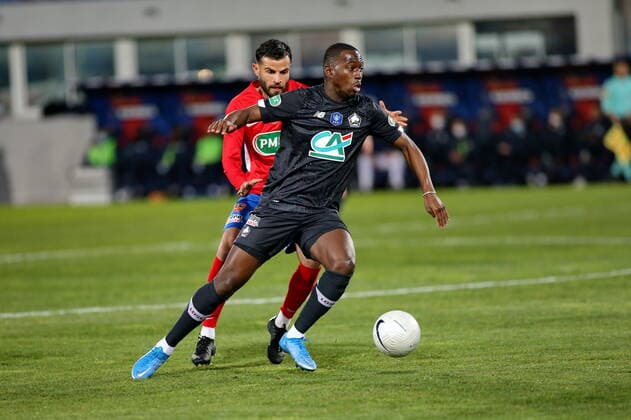 (GFCA) vs Boubakary SOUMARE (LOSC) FOOTBALL : GFC Ajaccio vs Lille - Coupe de France - 16es de finale - 07 03 2021 GerardPierlovisi Panoramic 