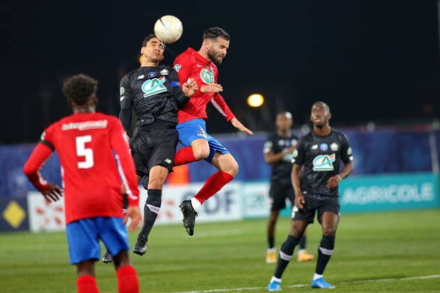 Lucas Daury (GFCA) vs Benjamin ANDRE (LOSC) FOOTBALL : GFC Ajaccio vs Lille - Coupe de France - 16es de finale - 07 03 2021 GerardPierlovisi Panoramic 