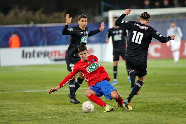 Clement Goguey (GFCA) vs Benjamin ANDRE (LOSC) FOOTBALL : GFC Ajaccio vs Lille - Coupe de France - 16es de finale - 07 03 2021 GerardPierlovisi Panoramic 