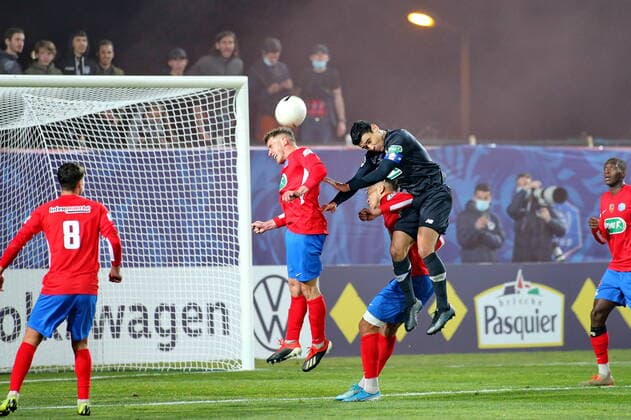Gregoire Pineau (GFCA) vs Benjamin ANDRE (LOSC) FOOTBALL : GFC Ajaccio vs Lille - Coupe de France - 16es de finale - 07 03 2021 GerardPierlovisi Panoramic 