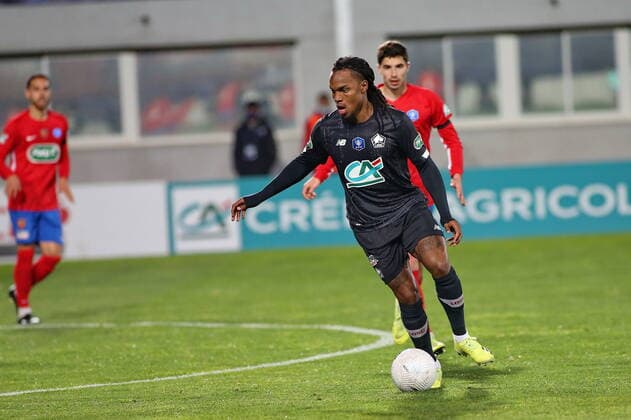 (GFCA) vs Renato SANCHES (LOSC) FOOTBALL : GFC Ajaccio vs Lille - Coupe de France - 16es de finale - 07 03 2021 GerardPierlovisi Panoramic 