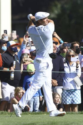 Golf: Arnold Palmer Invitational Bryson DeChambeau of the United States hits off the sixth tee during the final round of the Arnold Palmer Invitational golf tournament at Bay Hill Club &amp; Lodge in Orlando, Florida, on March 7, 2021. 