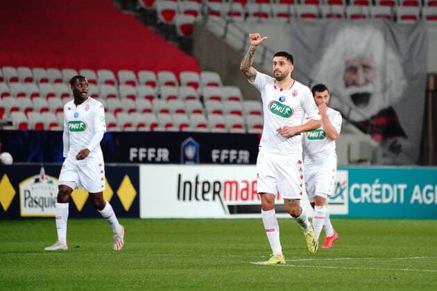 joie - Guillermo Maripan (AS monaco) FOOTBALL : OGC Nice vs AS Monaco - 16 eme de finale de coupe de France - Nice - 08 03 2021 NorbertScanella PanoramiC 