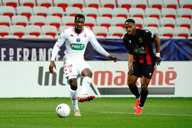 Fode Ballo Toure (AS Monaco) - Myziane Maolida (OGC Nice) FOOTBALL : OGC Nice vs AS Monaco - 16 eme de finale de coupe de France - Nice - 08 03 2021 NorbertScanella PanoramiC 