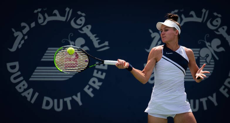 March 9, 2021, DUBAI, UNITED ARAB EMIRATES: Veronika Kudermetova of Russia in action during the second round of the 2021 Dubai Duty Free Tennis Championships WTA, Tennis Damen 1000 tournament against Belinda Bencic of Switzerland DUBAI UNITED ARAB EMIRATES - ZUMAa181 20210309_zaa_a181_003 Copyright: xRobxPrangex