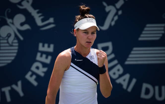 March 9, 2021, DUBAI, UNITED ARAB EMIRATES: Veronika Kudermetova of Russia in action during the second round of the 2021 Dubai Duty Free Tennis Championships WTA, Tennis Damen 1000 tournament against Belinda Bencic of Switzerland DUBAI UNITED ARAB EMIRATES - ZUMAa181 20210309_zaa_a181_004 Copyright: xRobxPrangex