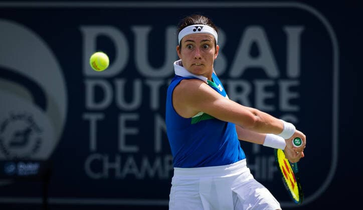 March 9, 2021, DUBAI, UNITED ARAB EMIRATES: Anastasija Sevastova of Latvia in action during the second round of the 2021 Dubai Duty Free Tennis Championships WTA, Tennis Damen 1000 tournament against Karolina Pliskova of the Czech Republic DUBAI UNITED ARAB EMIRATES - ZUMAa181 20210309_zaa_a181_021 Copyright: xRobxPrangex