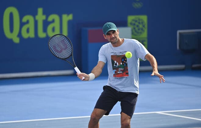 Tennis, ATP-Turnier in Doha, Roger Federer Qatar Exxon Mobil Open 2021 Roger Federer , Switzerland