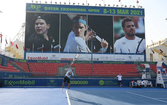 Tennis, ATP-Turnier in Doha, Roger Federer Qatar Exxon Mobil Open 2021 Roger Federer , Switzerland