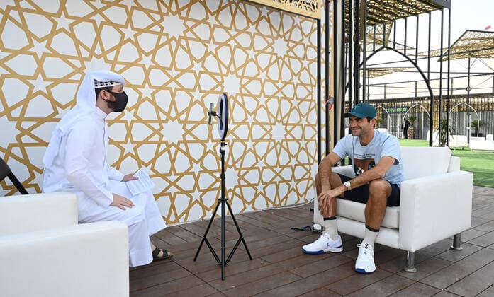 Tennis, ATP-Turnier in Doha, Roger Federer Qatar Exxon Mobil Open 2021 Roger Federer , Switzerland