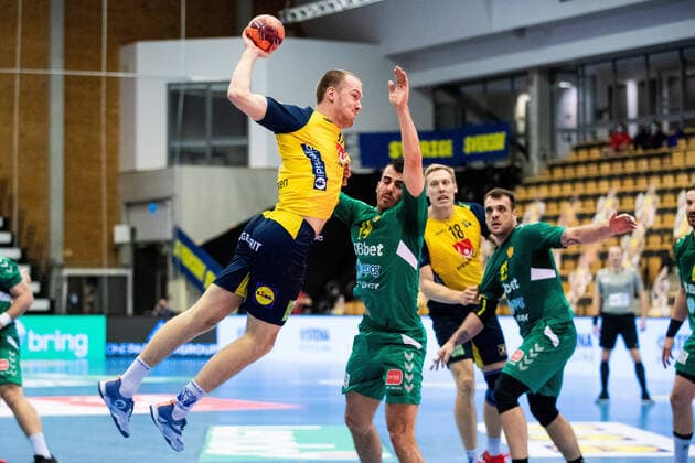 210309 Felix Claar of Sweden during the EHF EURO Qualification, EM, Europameisterschaft match between Sweden and Montenegro on March 9, 2021 in Lund. Copyright: MATHILDAxAHLBERG BB210309BB296
