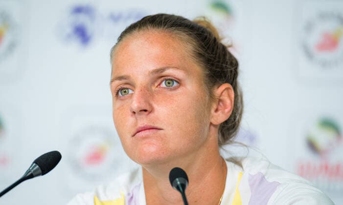 March 9, 2021, DUBAI, UNITED ARAB EMIRATES: Karolina Pliskova of the Czech Republic talks to the media after the second round of the 2021 Dubai Duty Free Tennis Championships WTA, Tennis Damen 1000 tournament DUBAI UNITED ARAB EMIRATES - ZUMAa181 20210309_zaa_a181_083 Copyright: xRobxPrangex