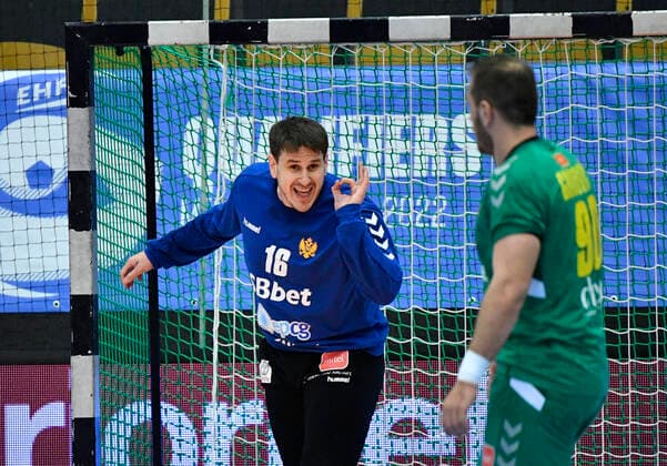 Montenegro s goal keeper Nebojsa Simic during the Men s EHF EURO Qualifier, EM, Europameisterschaft handball match between Sweden and Montenegro at Sparbanken Skane Arena in Lund, Sweden March 09, 2021. LUND Sweden x50090x
