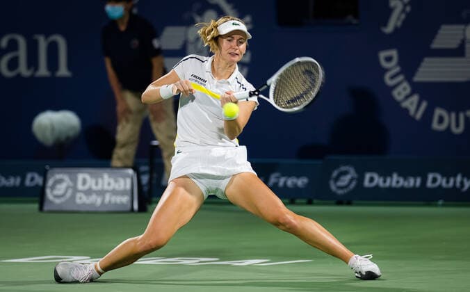 Sport Bilder des Tages March 9, 2021, DUBAI, UNITED ARAB EMIRATES: Jil Teichmann of Switzerland in action during her second round match at the 2021 Dubai Duty Free Tennis Championships WTA, Tennis Damen 1000 tournament against Petra Kvitova of the Czech Republic DUBAI UNITED ARAB EMIRATES - ZUMAa181 20210309_zaa_a181_131 Copyright: xRobxPrangex