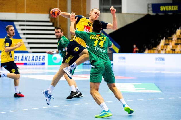 210309 Felix Claar of Sweden during the EHF EURO Qualification, EM, Europameisterschaft match between Sweden and Montenegro on March 9, 2021 in Lund. Copyright: MATHILDAxAHLBERG BB210309BB316