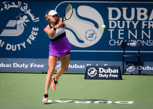 March 10, 2021, DUBAI, UNITED ARAB EMIRATES: Aryna Sabalenka of Belarus in action during her third-round match at the 2021 Dubai Duty Free Tennis Championships WTA, Tennis Damen 1000 tournament against Anett Kontaveit of Estonia DUBAI UNITED ARAB EMIRATES - ZUMAa181 20210310_zaa_a181_046 Copyright: xRobxPrangex