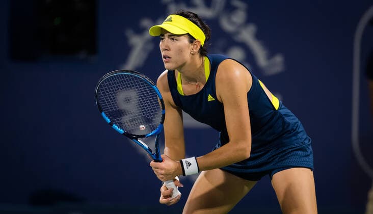 March 10, 2021, DUBAI, UNITED ARAB EMIRATES: Garbine Muguruza of Spain in action during her third round match at the 2021 Dubai Duty Free Tennis Championships WTA, Tennis Damen 1000 tournament against Iga Swiatek of Poland DUBAI UNITED ARAB EMIRATES - ZUMAa181 20210310_zaa_a181_115 Copyright: xRobxPrangex