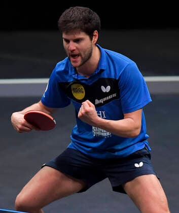 Bilder des Jahres 2021, Sport 03 März Sport Themen der Woche KW10 Sport Bilder des Tages (210311) -- DOHA, March 11, 2021 -- Dimitrij Ovtcharov of Germany reacts during the men s singles Round of 16 match against Sharath Kamal Achanta of India at WTT Star Contender Doha 2021 in Doha, Qatar, on March 10, 2021. (Photo by Xinhua) (SP)QATAR-DOHA Table tennis, Tischtennis WTT-STAR CONTENDER DOHA Nikku 