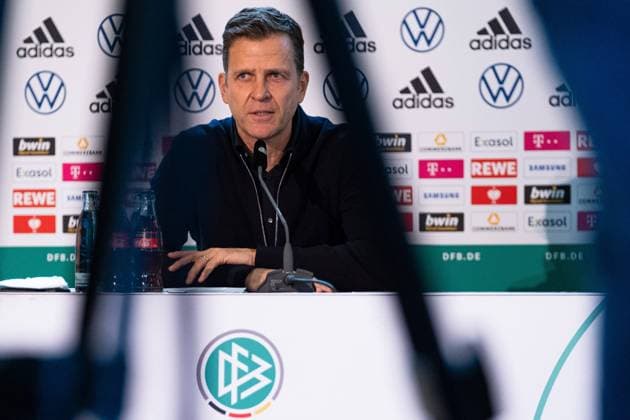 Digitale DFB-Pressekonferenz mit Fritz Keller, Joachim Loew und Oliver Bierhoff DFB Deutscher Fussball-Bund, Digitale Pressekonferenz aus der DFB-Zentrale in Frankfurt am Main mit DFB-Praesident Fritz Keller, Bundestrainer Joachim Loew und DFB-Direktor Nationalmannschaften und Akademie Oliver Bierhoff, Moderation Jens Grittner, Frankfurt am Main, 11.03.2021, Foto: Thomas Boecker DFB Pool Pressefoto Rudel Frankfurt am Main Hessen Deutschland