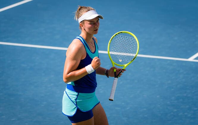 March 11, 2021, DUBAI, UNITED ARAB EMIRATES: Barbora Krejcikova of the Czech Republic in action during the quarter-final at the 2021 Dubai Duty Free Tennis Championships WTA, Tennis Damen 1000 tournament against Barbora Krejcikova of the Czech Republic DUBAI UNITED ARAB EMIRATES - ZUMAa181 20210311_zaa_a181_006 Copyright: xRobxPrangex