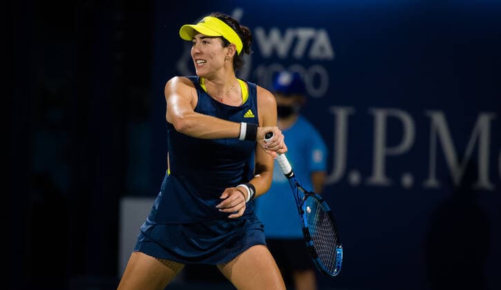 March 11, 2021, DUBAI, UNITED ARAB EMIRATES: Garbine Muguruza of Spain in action during the quarter-final at the 2021 Dubai Duty Free Tennis Championships WTA, Tennis Damen 1000 tournament against Aryna Sabalenka of Belarus DUBAI UNITED ARAB EMIRATES - ZUMAa181 20210311_zaa_a181_087 Copyright: xRobxPrangex