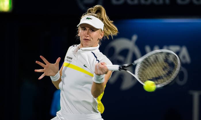 March 11, 2021, DUBAI, UNITED ARAB EMIRATES: Jil Teichmann of Switzerland in action during the quarter-final at the 2021 Dubai Duty Free Tennis Championships WTA, Tennis Damen 1000 tournament against Cori Gauff of the United States DUBAI UNITED ARAB EMIRATES - ZUMAa181 20210311_zaa_a181_106 Copyright: xRobxPrangex