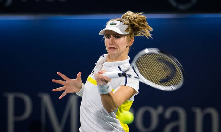 March 11, 2021, DUBAI, UNITED ARAB EMIRATES: Jil Teichmann of Switzerland in action during the quarter-final at the 2021 Dubai Duty Free Tennis Championships WTA, Tennis Damen 1000 tournament against Cori Gauff of the United States DUBAI UNITED ARAB EMIRATES - ZUMAa181 20210311_zaa_a181_113 Copyright: xRobxPrangex