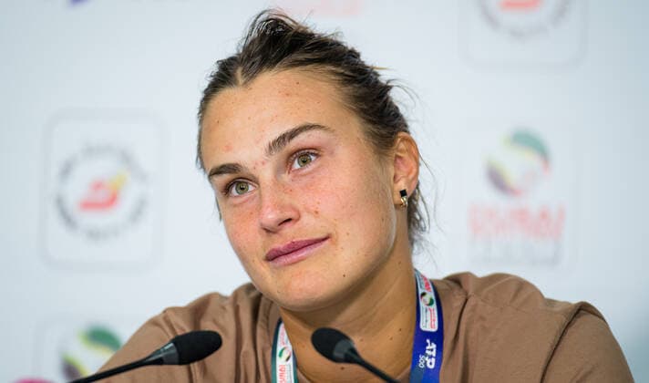 March 11, 2021, DUBAI, UNITED ARAB EMIRATES: Aryna Sabalenka of Belarus talks to the media after the quarter-final at the 2021 Dubai Duty Free Tennis Championships WTA, Tennis Damen 1000 tournament DUBAI UNITED ARAB EMIRATES - ZUMAa181 20210311_zaa_a181_116 Copyright: xRobxPrangex
