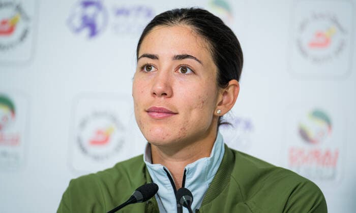 March 11, 2021, DUBAI, UNITED ARAB EMIRATES: Garbine Muguruza of Spain talks to the media after the quarter-final at the 2021 Dubai Duty Free Tennis Championships WTA, Tennis Damen 1000 tournament DUBAI UNITED ARAB EMIRATES - ZUMAa181 20210311_zaa_a181_120 Copyright: xRobxPrangex
