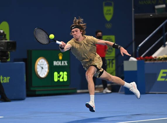 Tennis, ATP-Turnier in Doha Qatar Exxon Mobil Open 2021 Andrey Rublev , Russia