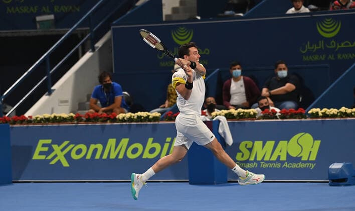 Tennis, ATP-Turnier in Doha Qatar Exxon Mobil Open 2021 Roberto Bautista Augut , Spain