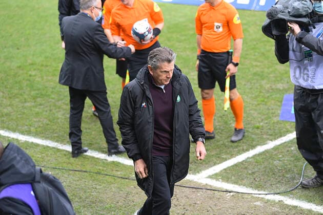 Claude Puel - entraineur (ASSE) FOOTBALL : SCO Angers vs St Etienne - Ligue 1 Uber eats - 13 03 2021 JBAutissier Panoramic 