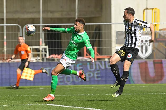 Denis Bouanga (ASSE) FOOTBALL : SCO Angers vs St Etienne - Ligue 1 Uber eats - 13 03 2021 JBAutissier Panoramic 