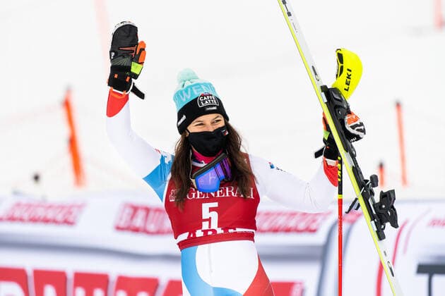 210313 Wendy Holdener of Switzerland celebrates her third place ahead of the prize ceremony after the Women s Slalom during the FIS World Cup on March 13, 2021 in Are. Photo: Daniel Stiller BILDBYRAN kod DS DS0118 alpint alpine världscup fis alpine skiing world cup slalom dam bbeng jubel österrike Copyright: DANIELxSTILLER BB210313DS077