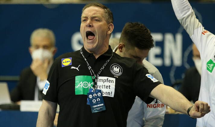 12.03.2021, Handball TOKYO Qualifikation 2020, Deutschland - Schweden, in der Max-Schmeling-Halle Berlin. Bundestrainer Alfred Gislason (Deutschland)